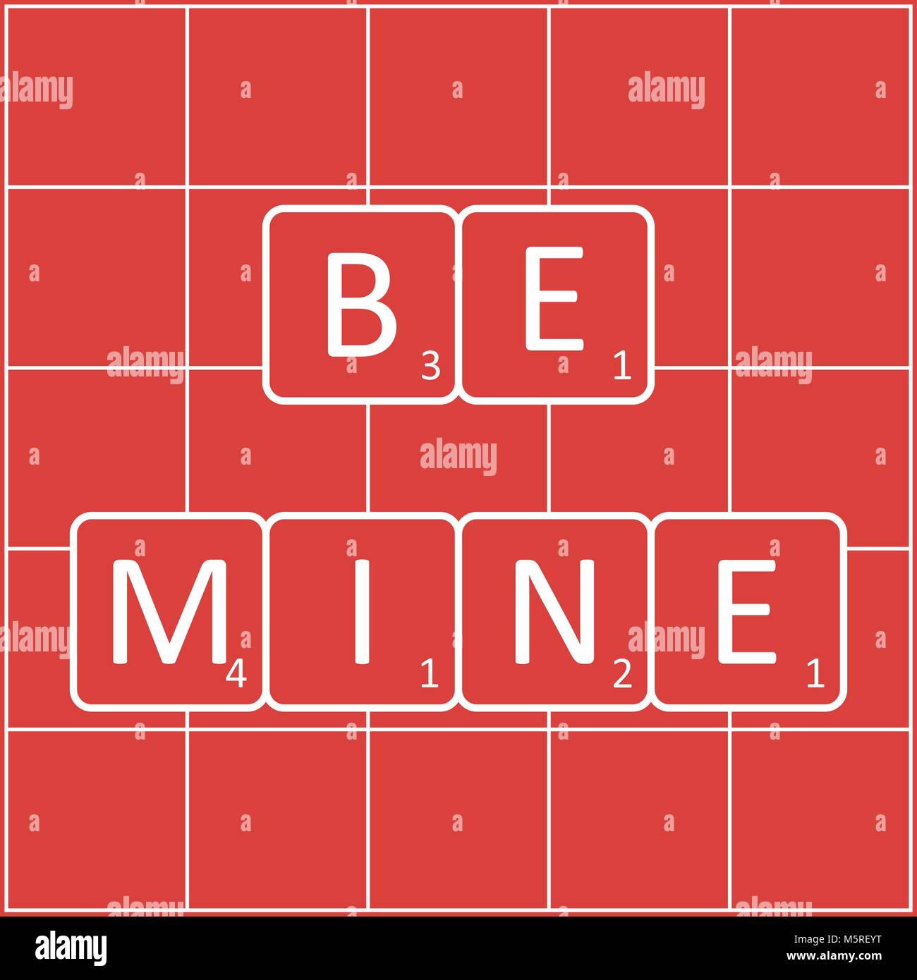 The inscription: be mine on the tiles game of Scrabble. Design for ...