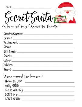 printable secret santa questionnaire form pdf