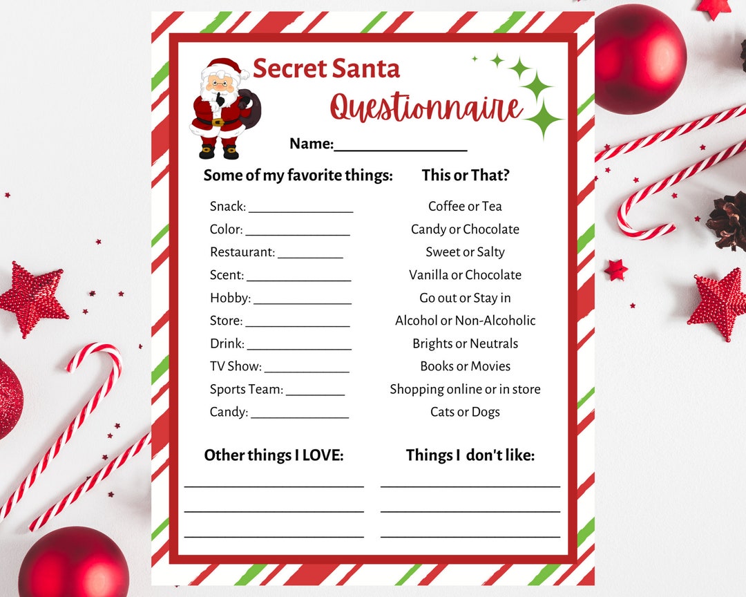 printable secret santa questionnaire form pdf