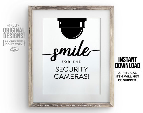 Cute Funny Smile for Security Camera Printable Sign Instant ...