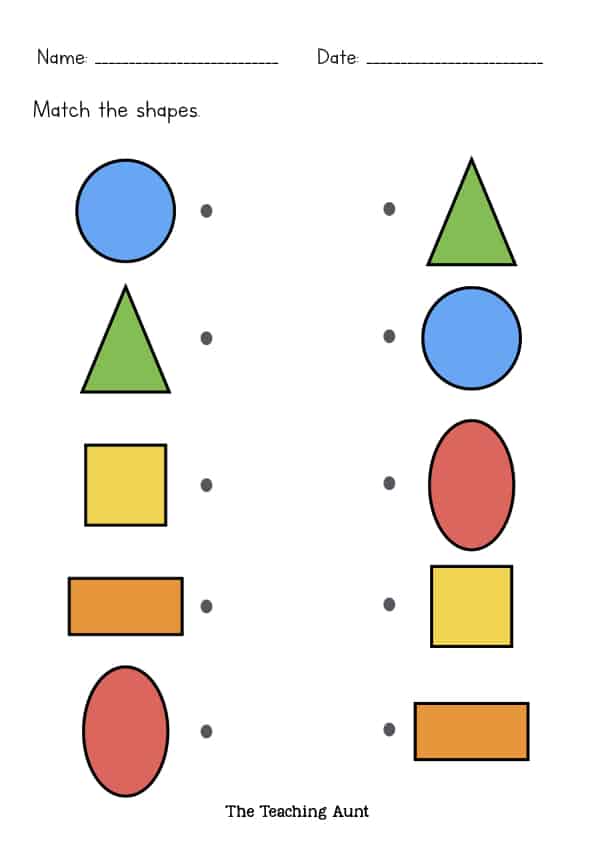 Matching Shapes Worksheets - The Teaching Aunt