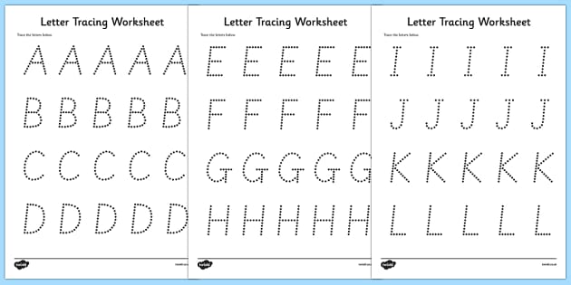 Letters Numbers and Shapes Tracing Worksheet - ESL Letter Tracing