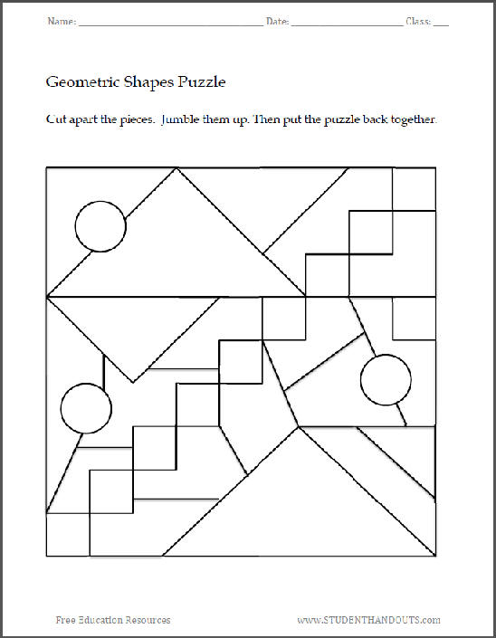Geometric Shapes Printable Puzzle No. 1 | Student Handouts