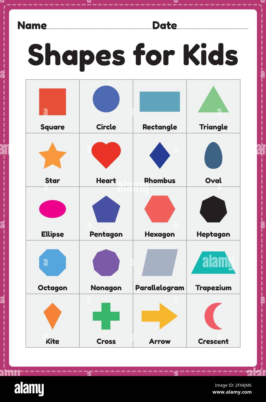 Shapes for kids printable sheet for preschool and kindergarten ...
