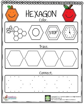 Funny 2D Hexagon Worksheet by preschoolplanet | TPT