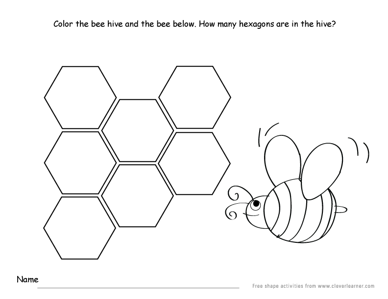 Hexagon shape activity sheets for school children