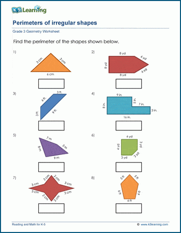 printable shapes to measure perimeter