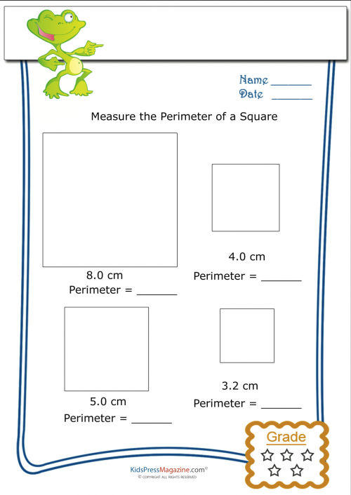 Measure Perimeter Worksheet - Square 5 - KidsPressMagazine.com