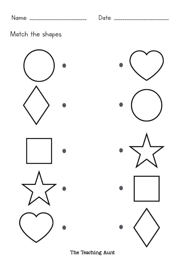 Matching Shapes Worksheets - The Teaching Aunt