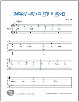Mary Had A Little Lamb | Free Beginner Piano Sheet Music
