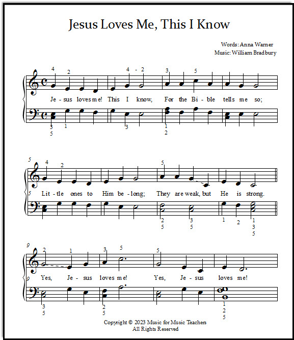 Jesus Loves Me Easy Piano Sheet Music MakingMusicFun Jesus Loves Me Easy Piano Sheet Music MakingMusicFun