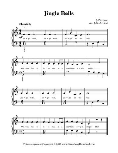Jingle Bells: Free level 2 Christmas piano sheet music with chords ...