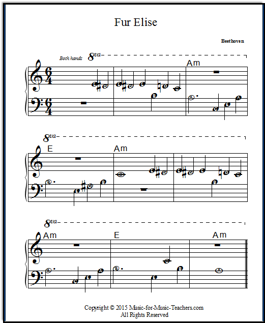 Fur Elise Free &  Easy Printable Sheet Music for Beginner Piano