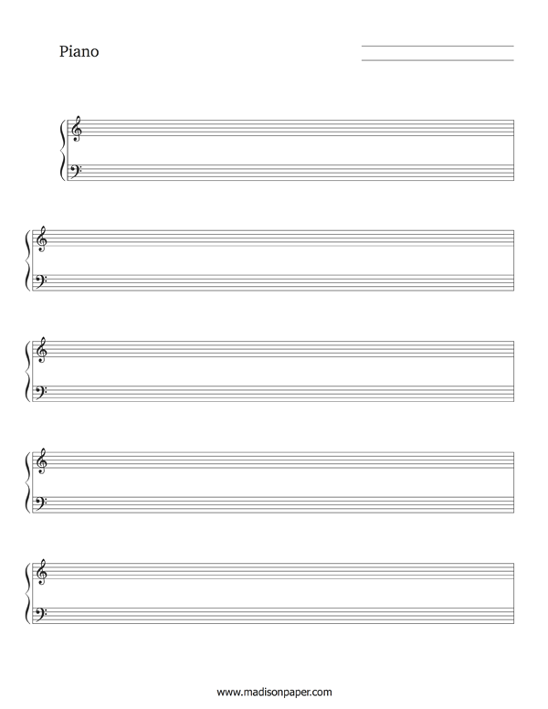 Blank Piano Sheet Music - Madisons Paper Templates