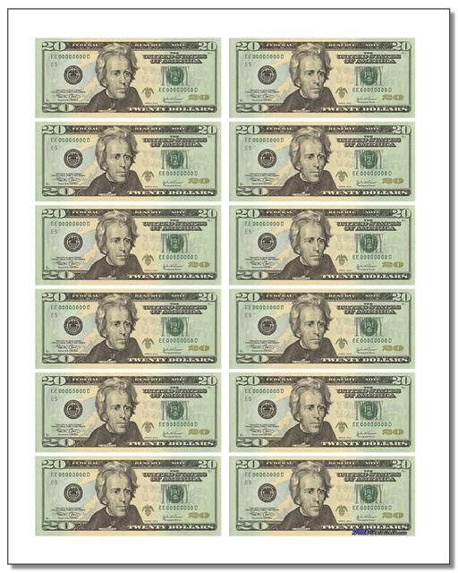 printable sheet of fake money