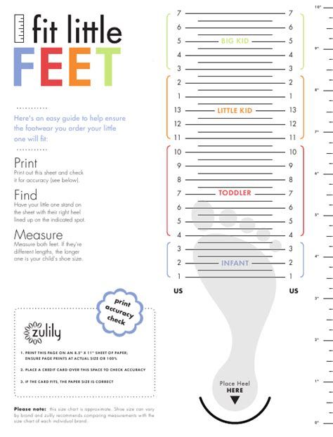 printable shoe size chart for infants