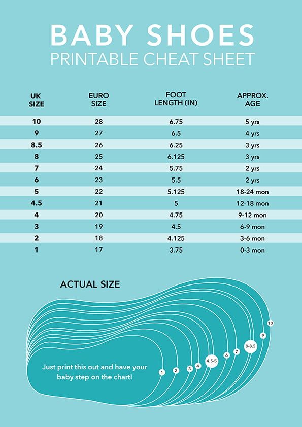 printable shoe size chart for infants