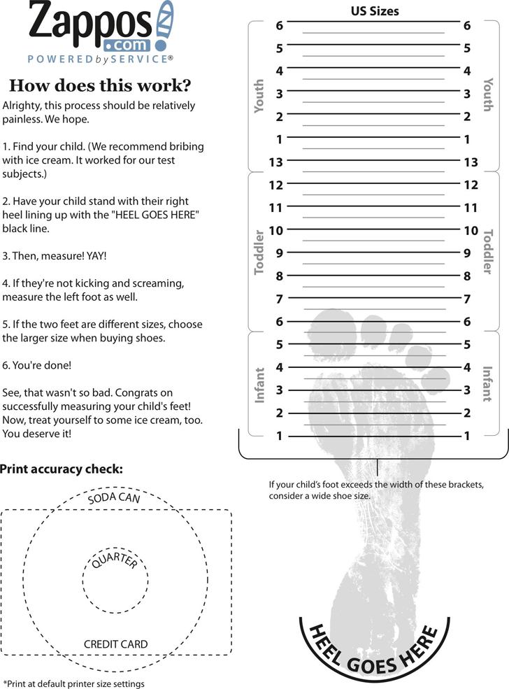 printable shoe size chart youth