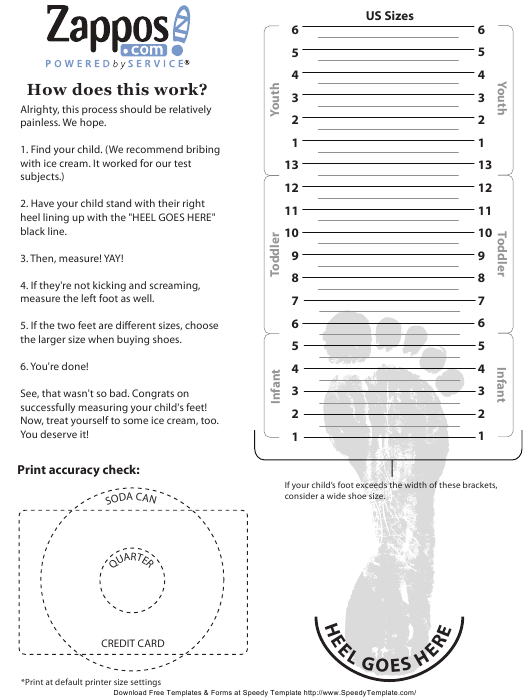 printable shoe size chart