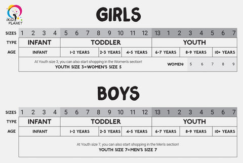 Printable Shoe Size Chart - Kids Shoes In Canada &  USA | IKid Planet