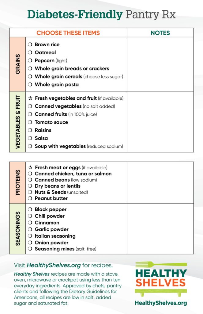 Diabetes-Friendly Food Pantry Rx - Healthy Shelves