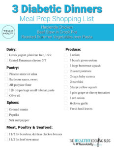 printable shopping list for diabetics