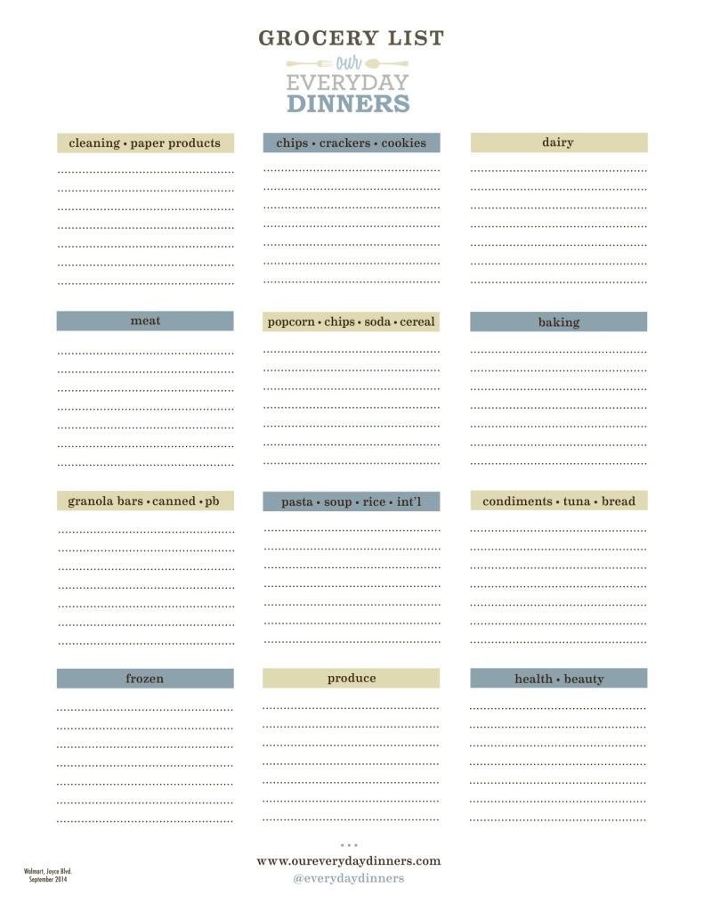 printable shopping list for walmart