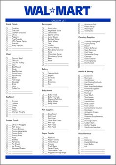 printable shopping list for walmart
