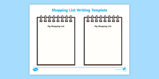 ? Shopping List Writing Template (teacher made) - Twinkl