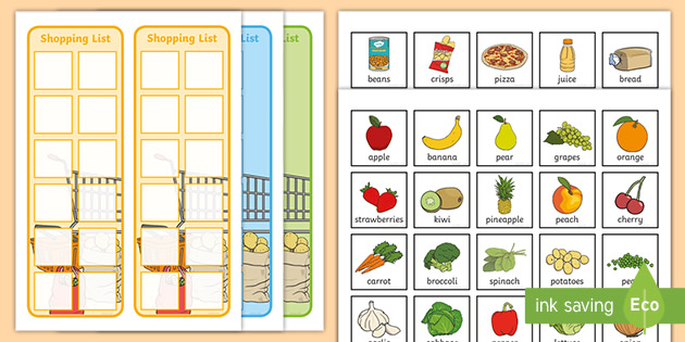 Shopping Lists and Food Cards (teacher made) - Twinkl