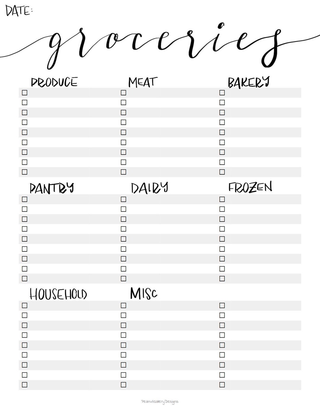 printable shopping list south africa
