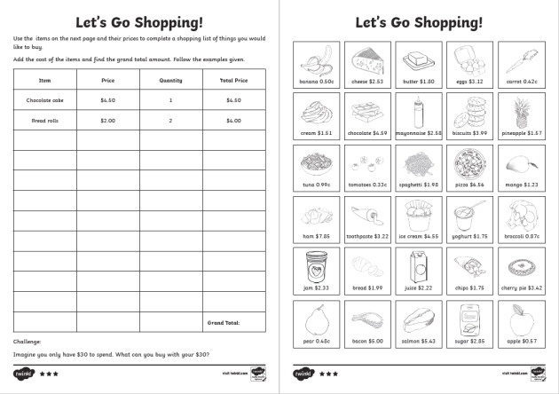 printable shopping list south africa