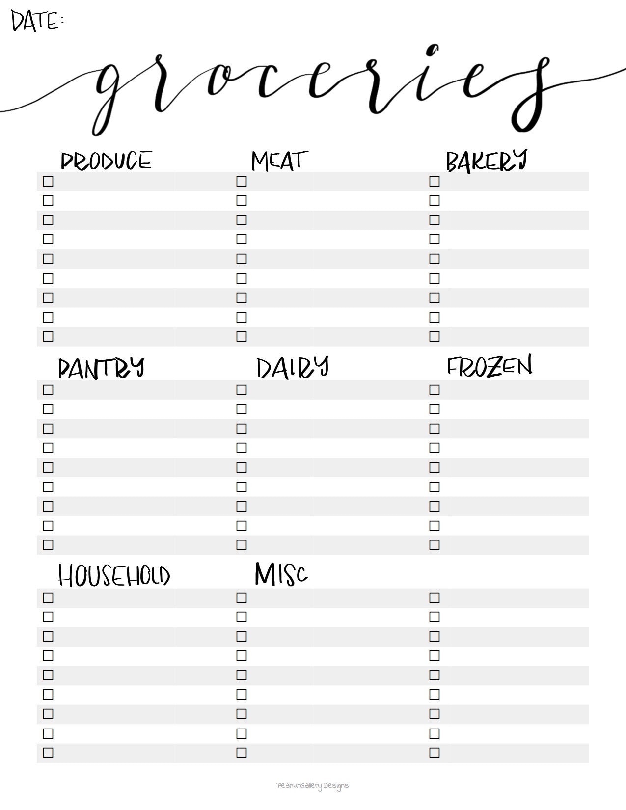 printable shopping list template australia