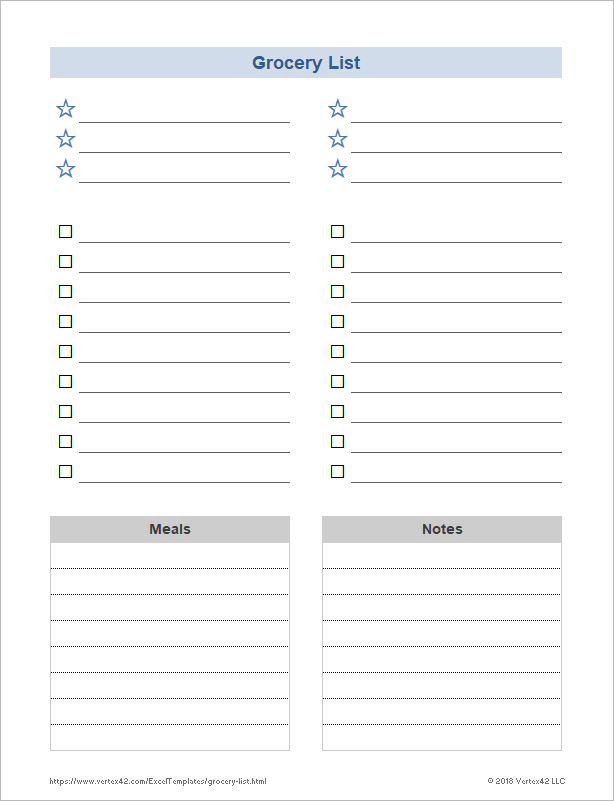 printable shopping list template australia