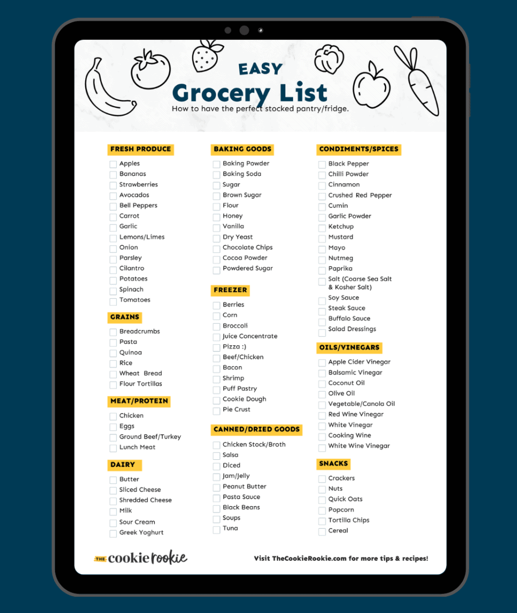 Easy Grocery List Printable To Stock Your Fridge Pantry Worksheets
