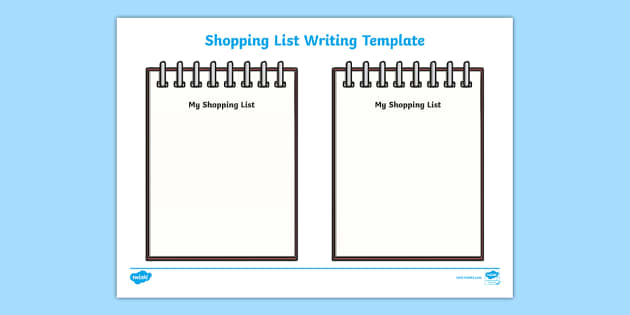 ? Shopping List Writing Template (teacher made) - Twinkl