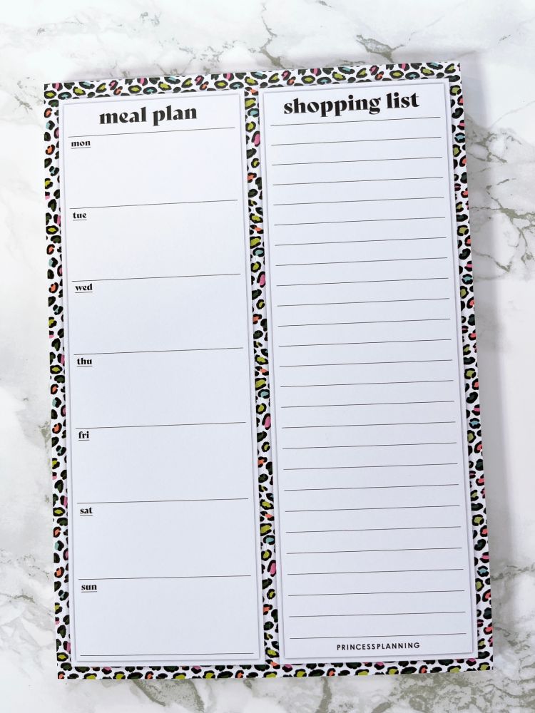 Leopard Print A5 Weekly Meal Plan and Tear Off Shopping List