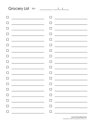 Printable Shopping List PDF - Tims Printables