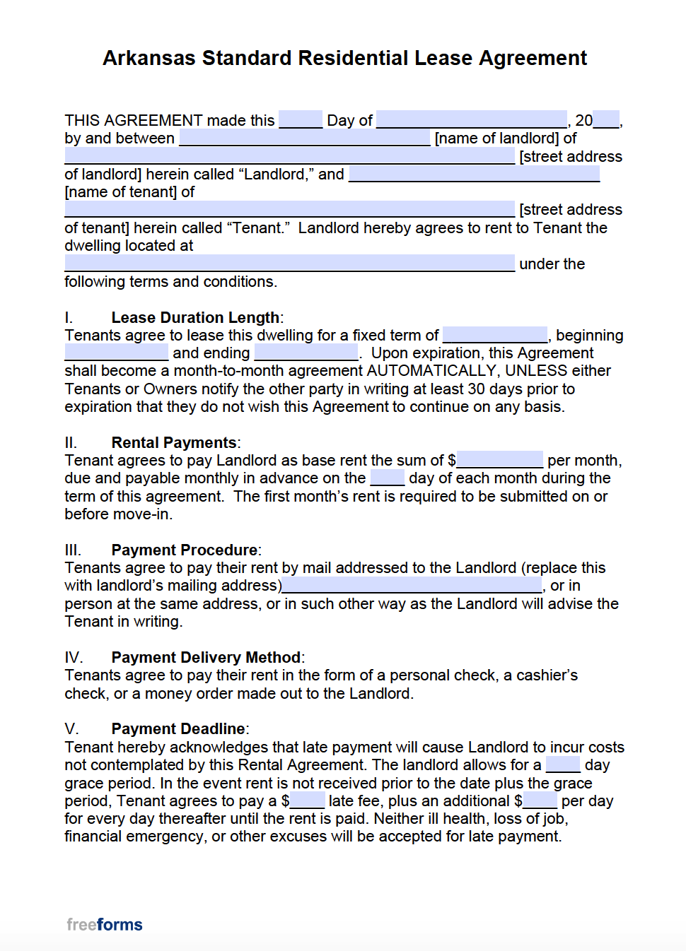 printable short term lease agreement