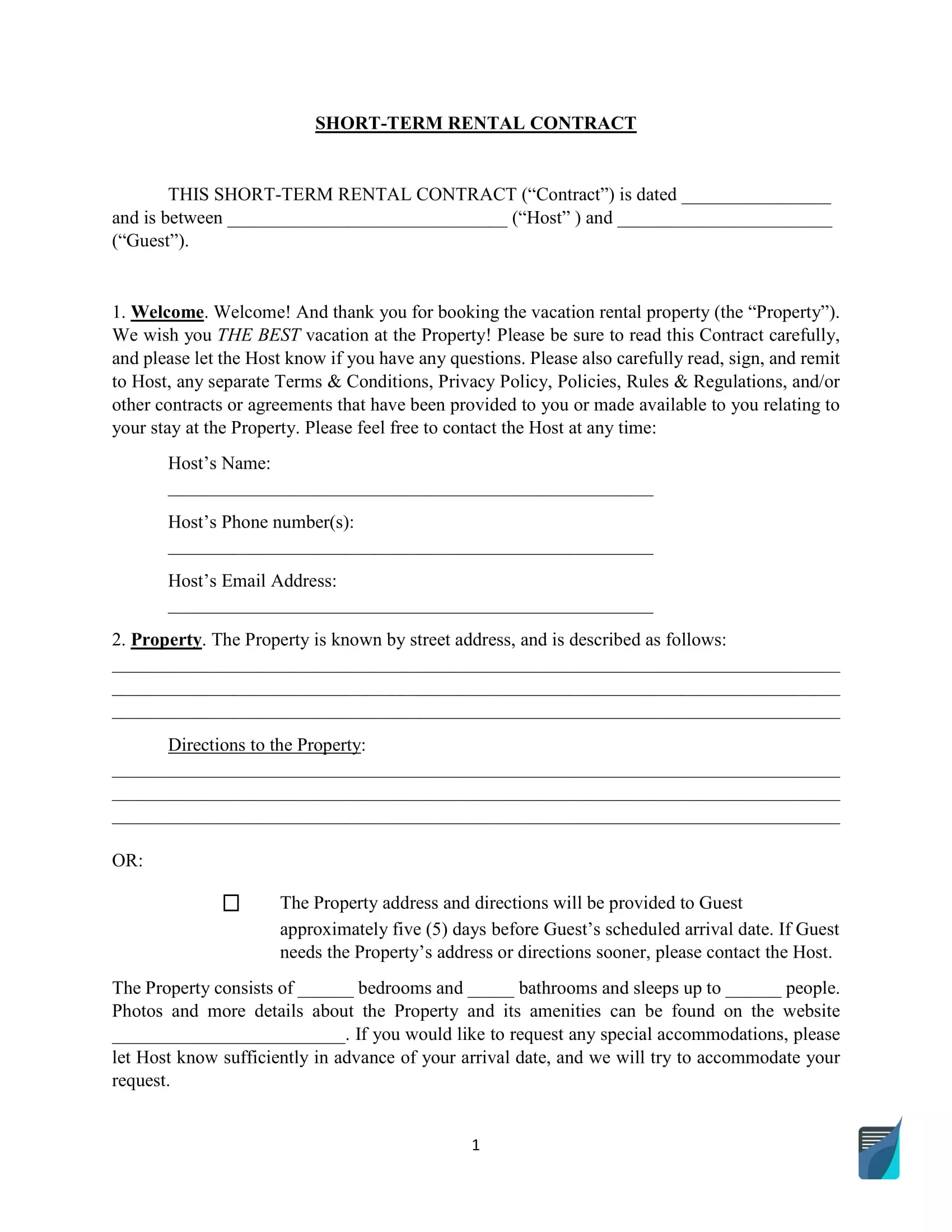 printable short term lease agreement