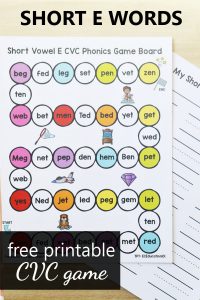 printable short vowel board games