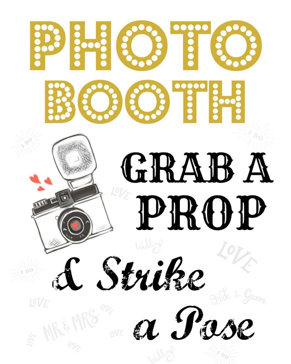 Free Wedding Photo Booth Sign | Scrappy Geek