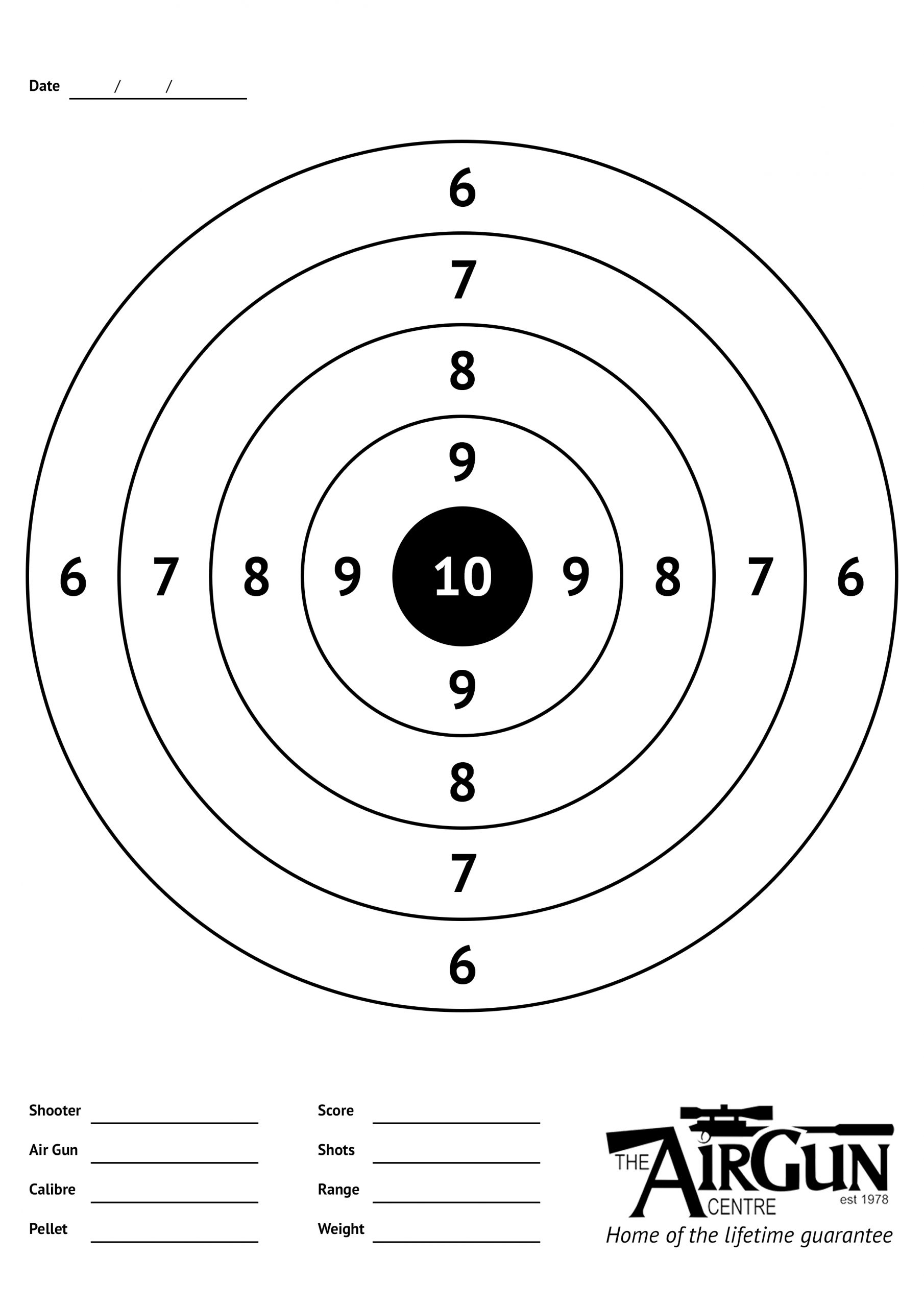 Free Printable Air Rifle Targets (A4, 17cm &  14cm) - The Airgun Centre