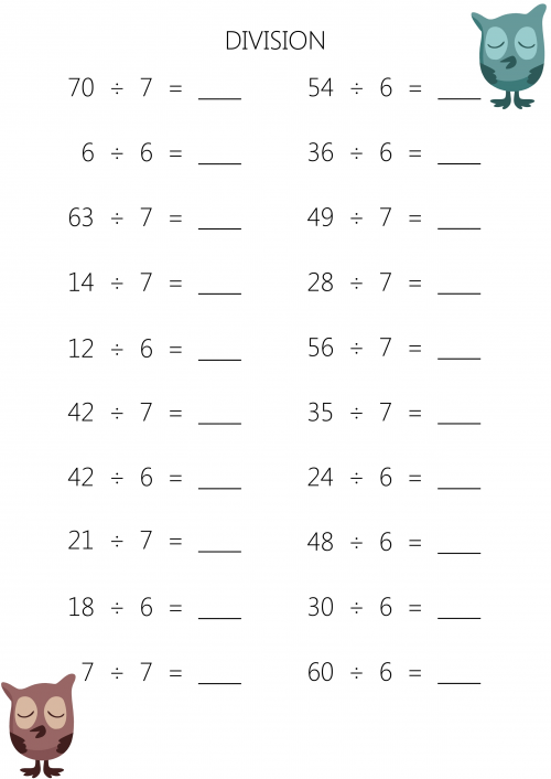 Mental Division Worksheet #5 - KidsPressMagazine.com