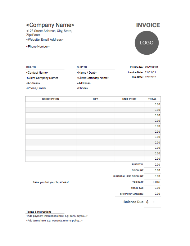 Free Printable Invoice Template