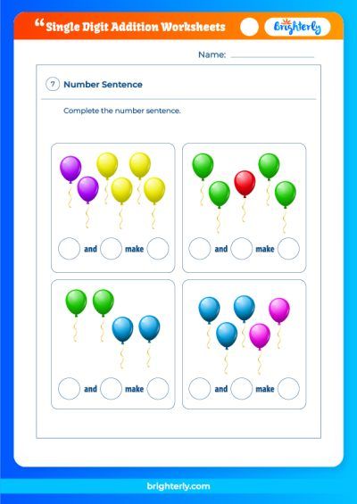 Free Printable Single Digit Addition Worksheets [PDFs] Brighterly.com