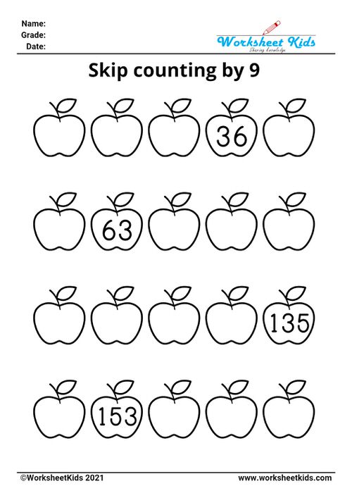 Skip counting worksheets for 2nd grade and 3rd grade - Free PDF