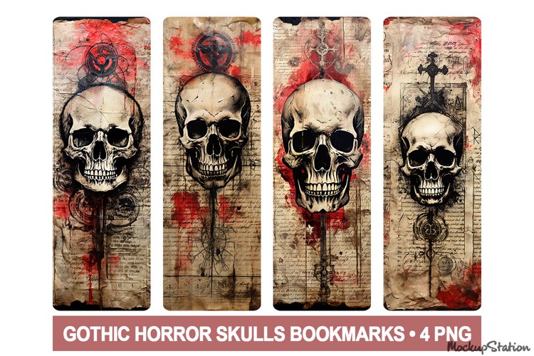 Horror Skulls Bookmarks Printable PNG | Gothic (2977175)