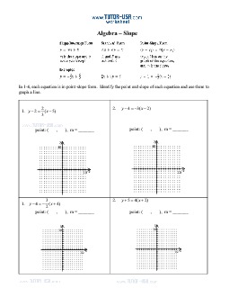 Worksheet: Slope - Slope Intercept, Standard Form, Point-Slope ...