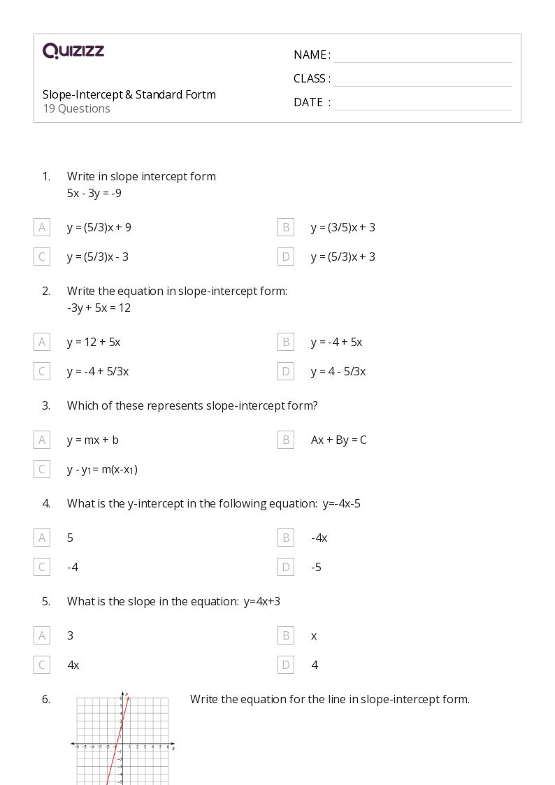 50+ Slope-Intercept Form worksheets for 2nd Year on Quizizz | Free ...